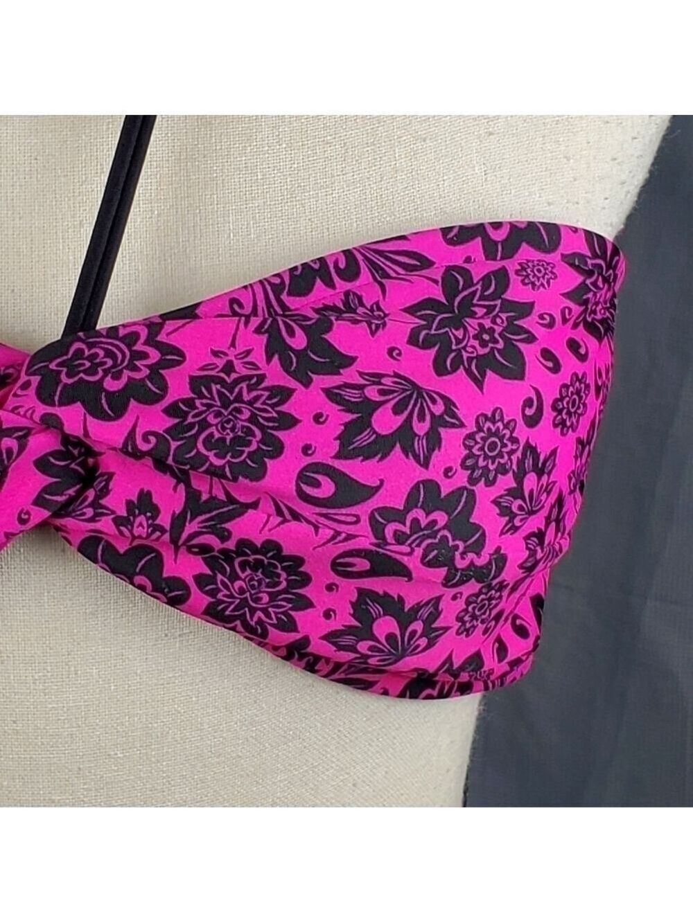 Xhilaration bikini top, hot pink and black, size XL - Picture 2 of 3